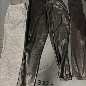 Stylish Women's Pants Set - Black, Gray, and Metallic
